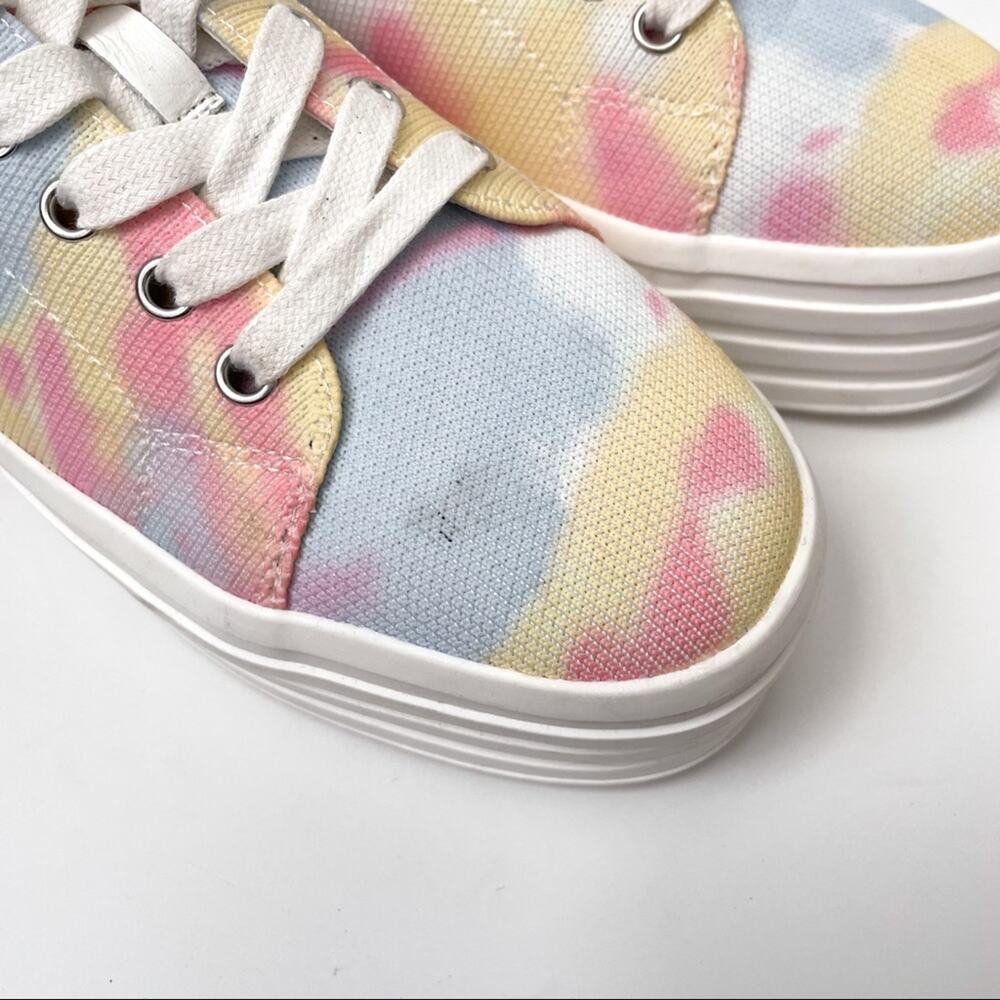 Gianni Binni Platform Lace Up Sneakers Tie Dye Multi Color 8M - Picture 2 of 16